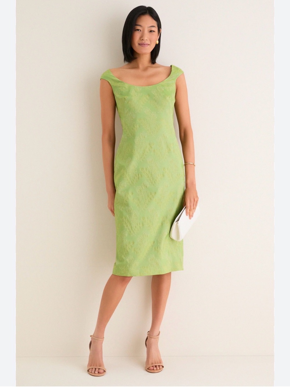 Tuckernuck Romy Midi Dress Tuileries Vine Green Stretch Jacquard Sheath Size 8